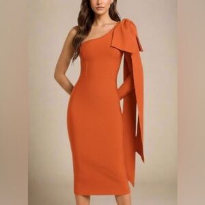 Elegant Orange One-Shoulder Dress